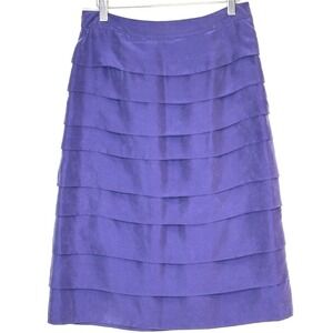 Boden 100% Silk Skirt Size 6L Tiered Midi Quiet Luxury Elegant Office Evening